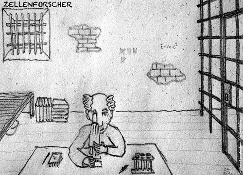 Cartoon: zellenforscher (medium) by schmidibus tagged knast,zelle,forschung