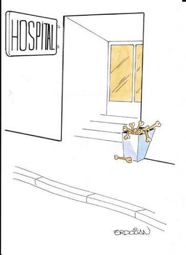 Cartoon: Hospital (medium) by ERDOGAN tagged hospital,health,care,bones,waste,death