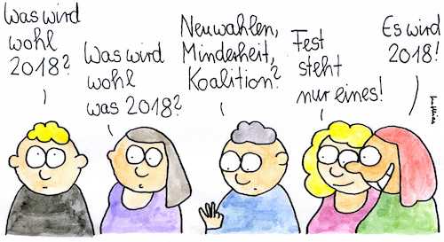 Cartoon: 2018 (medium) by Matthias Schlechta tagged regierung,regierungsbildung,cdu,csu,spd,koalition,minderheitsregierung,groko,neujahr,jahreswechsel,silvester,sondierungen,regierung,regierungsbildung,cdu,csu,spd,koalition,minderheitsregierung,groko,neujahr,jahreswechsel,silvester,sondierungen