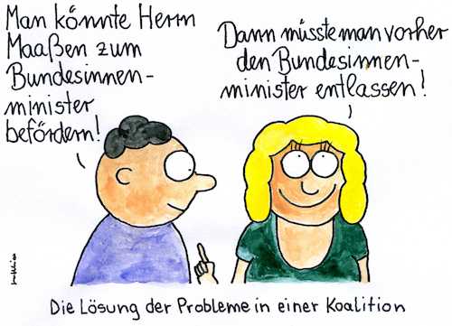 Cartoon: Die Lösung der Probleme (medium) by Matthias Schlechta tagged koalition,seehofer,maaßen,merkel,csu,cdu,spd,bundesvergfassungsschutz,koalition,seehofer,maaßen,merkel,csu,cdu,spd,bundesvergfassungsschutz