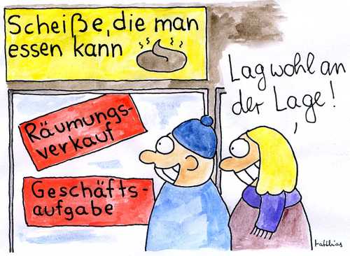 Cartoon: Geschäftslage (medium) by Matthias Schlechta tagged scheiße,lage