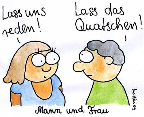 Cartoon: Mann und Frau (medium) by Matthias Schlechta tagged mann,frau,reden,quatschen