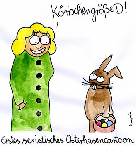 Cartoon: Osterhasencartoon (medium) by Matthias Schlechta tagged ostern,osterhase,ostereier,osterei,osterkorb,hase,körbchen,körbchengröße,sexismus,sexistisch