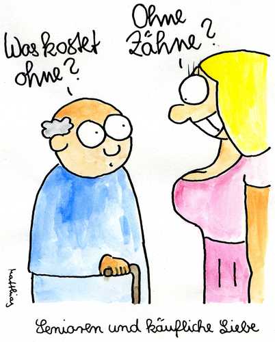 Cartoon: Senioren und käufliche Liebe (medium) by Matthias Schlechta tagged senior,rentner,mann,greis,alter,prostitution,prostituierte,strich,straßenstrich,anschaffen,freier,erotik,bordell,puff