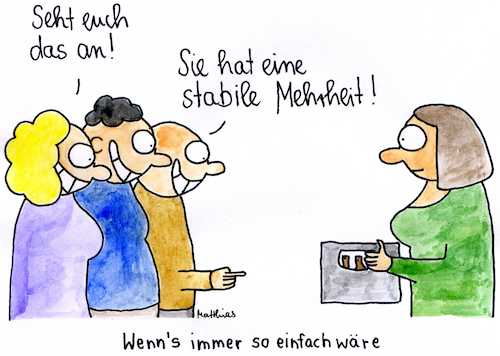 Cartoon: Stabile Mehrheit (medium) by Matthias Schlechta tagged stabile,mehrheit,bundesregierung,regierung,regierungsbildung,koalition,minderheitsregierung,kanzlerin,bierkiste,stabile,mehrheit,bundesregierung,regierung,regierungsbildung,koalition,minderheitsregierung,kanzlerin,bierkiste