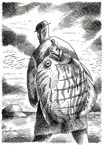 Cartoon: Aprilfool.1.and.2.April.together (medium) by firuzkutal tagged fishing,fish,sea,kutal,firuzkutal,fool,aprilfool,april