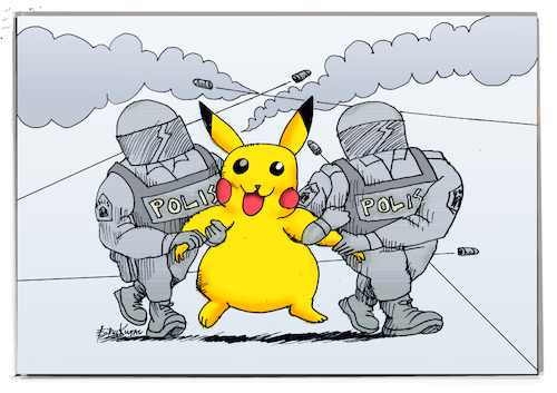 Pikachu joins street protesters Pikachu joins street protesters