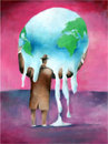 Cartoon: Global-warming (small) by firuzkutal tagged globa lwarming warming world earth leaders greenhouse politic environment climate copenhagen treaty greenpeace energy nuclear gas reduction firuzkutal