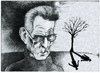 Cartoon: Samuel Beckett (small) by firuzkutal tagged samuel,beckett,teatre,irish,novelist,poet,playwright,absurd