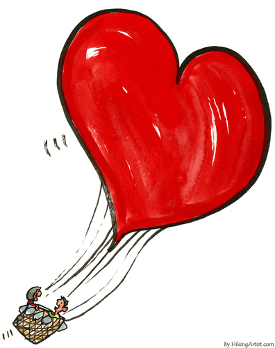 Cartoon: Love Balloon (medium) by Frits Ahlefeldt tagged love,emotion,feeling,affection,couple,people,balon,air,flying