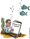 Cartoon: Advanced learning technique (small) by Frits Ahlefeldt tagged knowhow,knowledge,time,learning,water,fish,swim,businessman,crises,stress,bubbles,cartoon,illustration,funny,life,free,powerpoint