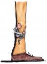 Cartoon: Hanging on to authorities (small) by Frits Ahlefeldt tagged leadership fear guts management style leg trainee future life knowhow