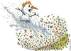 Cartoon: Snow man attacks spring (small) by Frits Ahlefeldt tagged cartoon,drawing,snow,winter,may,april,flowers,nature,attack,king,angry