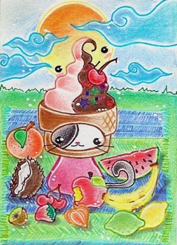 Cartoon: Kitty or Icecream (medium) by Metalbride tagged katze