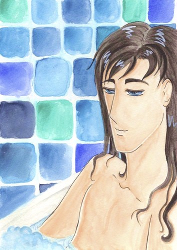 Cartoon: Nicht einschlafen (medium) by Metalbride tagged badewanne,mann,einschlafen,schlafen,müde,aquarell