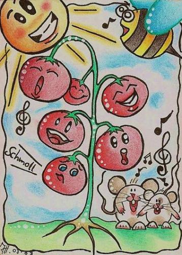 Cartoon: singendes Gemüse u. Mäuse (medium) by Metalbride tagged kakaokarten,sammelkarten,traiding,cards
