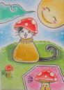 Cartoon: Kitty or Mushroom (small) by Metalbride tagged traiding,card