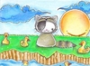 Cartoon: Kitty or Racoon vs. Quitschenten (small) by Metalbride tagged traiding,card,crads,karten,karte