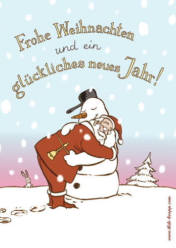 Cartoon: Weihnachtsgrüße (medium) by Thilo Krapp tagged snowman,claus,santa,harmonie,umarmung,schneemann,weihnachtsmann,christmas,weihnachten