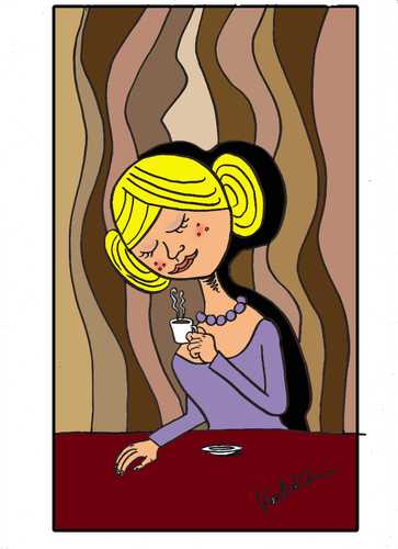 Cartoon: frau im cafe (medium) by kader altunova tagged frau,cafe,kaffee