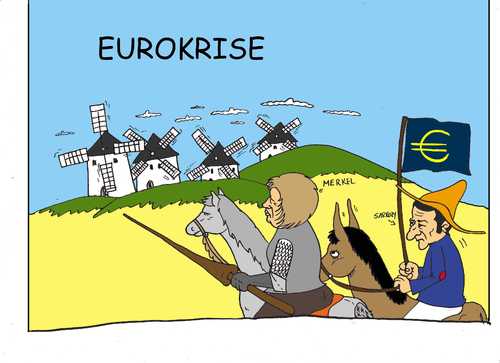 Cartoon: Rolle Deutschlands in Europa (medium) by kader altunova tagged merkel,frankreich,krise,euro