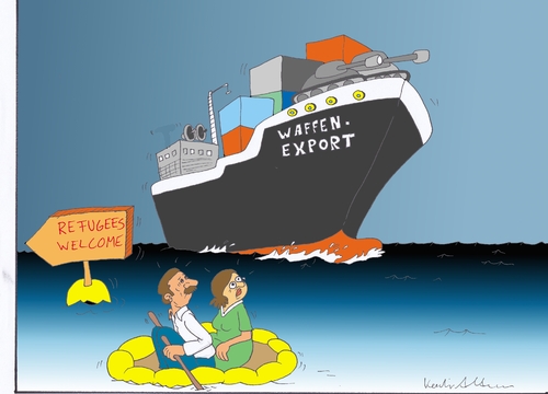Cartoon: waffenexporte (medium) by kader altunova tagged waffenexporte,meer,tanker,asyl