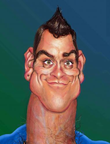 Cartoon: robbie -dick- williams (medium) by Bernd Weidenauer tagged robbie,williams