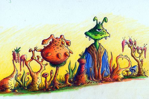 Cartoon: Alien Osnabrück (medium) by Jupp tagged illustration,alien,osnabrück,zeichner,jupp,cartoon,planet,bomm,space,green,grün,weltraum,all