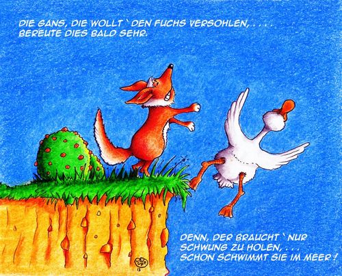 Cartoon: Fuchs und Gans (medium) by Jupp tagged fuchs,fox,gans,goose,jupp,cartoon