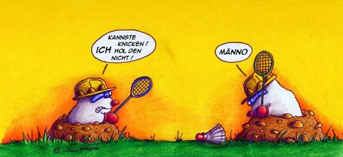 Cartoon: Maulwurf beim Federball (medium) by Jupp tagged cartoon,jupp,badminton,federball,mole,maulwurf
