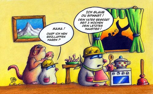 Cartoon: Maulwurf Brüllaffe (medium) by Jupp tagged wal,pet,jupp,cartoon,affe,haustier,maulwurf,whale
