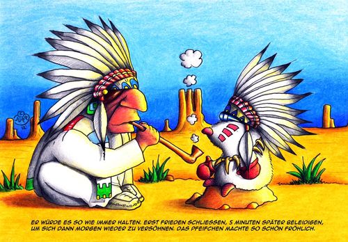 Cartoon: Maulwurf Häuptling (medium) by Jupp tagged hanf,bong,stick,joint,hemp,schmuck,conflict,konflikt,kumpel,amerika,siuox,apache,paffen,smoke,smoking,rauch,qualm,rauchen,pfeife,gras,illustration,cartoon,bild,bilder,peace,frieden,friedenspfeife,indian,chief,häuptling,indianer,mole,maulwurf