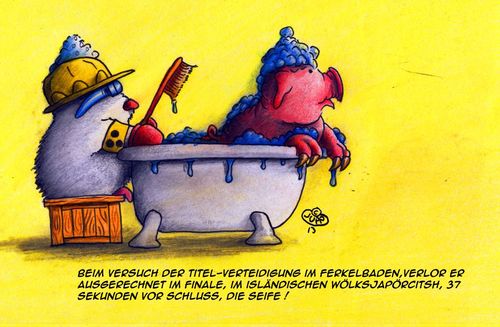 Cartoon: Maulwurf Schweinebaden (medium) by Jupp tagged fun,oink,badewanne,wanne,titelverteidigung,titel,island,contest,sau,bild,bilder,idee,witz,cartoon,illustration,ferkel,seife,soap,piggy,wutz,boom,bomm,jupp,final,finale,weltmeisterschaft,sport,champion,wm,bad,baden,bath,pig,schwein,schweine,mole,maulwurf