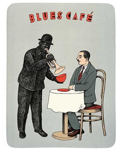 Cartoon: Blues Cafe (medium) by Jiri Sliva tagged blues,music,cafe,coffee