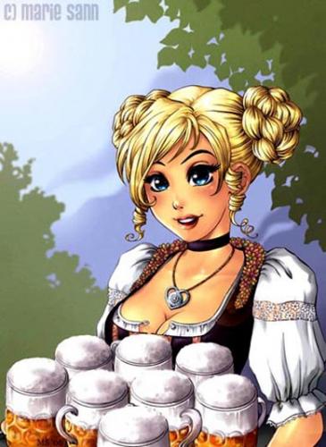 Cartoon: Dirndl (medium) by Marie Sann tagged manga,woman,girl,oktoberfest,bayern