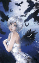 Cartoon: Krähen Coverillustration (small) by Marie Sann tagged cover,krähen,crows,manga,pencil,colour,color,blue,ice,girl,sexy,fantasy,woman,pose,mystic,comic,tokyopop