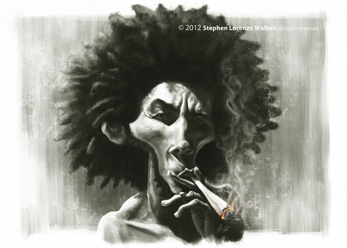 Cartoon: Bob Marley (medium) by slwalkes tagged bob,marley,reggae,digital,painting,wailers,stephen,lorenzo,walkes,wacom