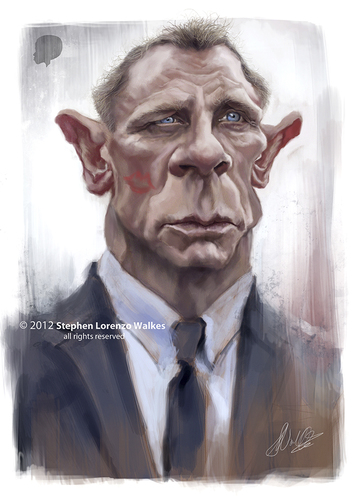 Cartoon: James Bond. Daniel Craig (medium) by slwalkes tagged danielcraig,jamesbond,stephenlorenzowalkes,digitalpainting,actor