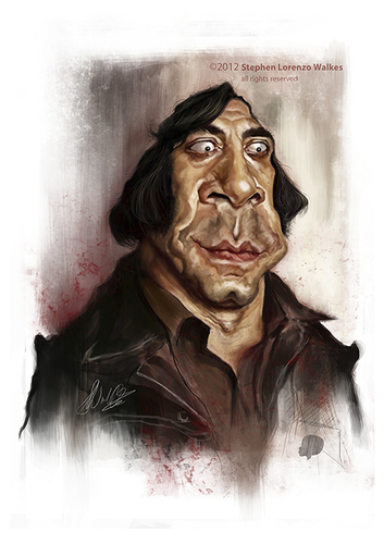 Cartoon: Javier Bardem (medium) by slwalkes tagged stephenlorenzowalkes,javierbardem,nocountryforoldmen,caricature,actor,digitalpainiting