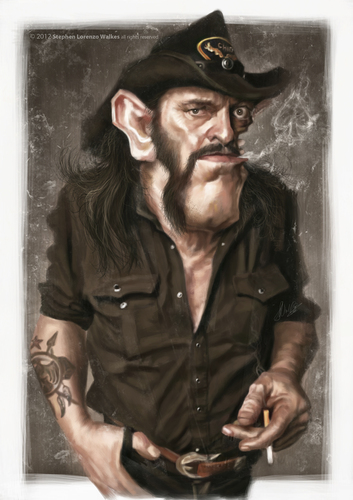 Cartoon: LEMMY KILMISTER (medium) by slwalkes tagged motorhead,aceofspades,stephenlorenzowalkes,wacom,digitalpainting,caricature