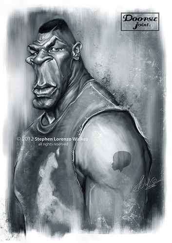 Cartoon: Mike Tyson (medium) by slwalkes tagged miketyson,boxing,stephenlorenzowalkes,digitalpainting,portrait,wacom