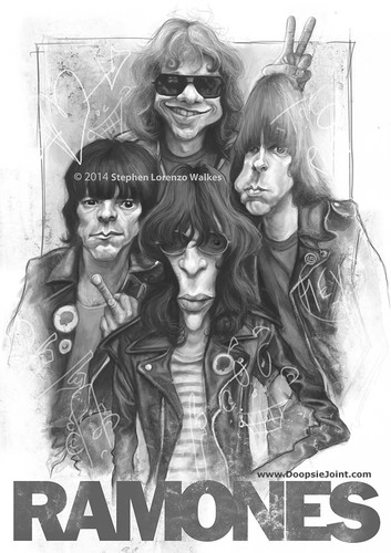 Cartoon: Ramones by Stephen L Walkes (medium) by slwalkes tagged ramones,doopsiejoint,caricature,stephenlorenzowalkes