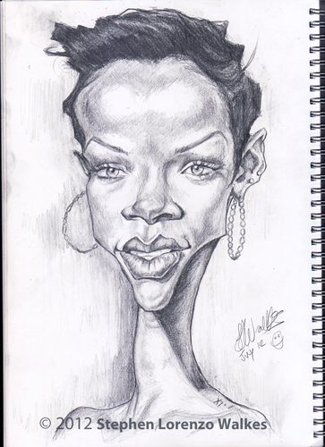 Rihanna pencil sketch By slwalkes | Famous People Cartoon | TOONPOOL