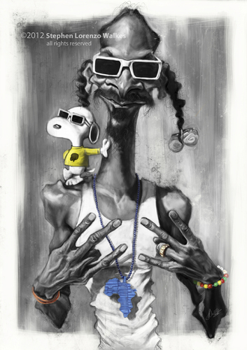 Cartoon: Snoopy And Snoop (medium) by slwalkes tagged snoopy,snoopdogg,hiphop,comic,cartoon,digitalpainting