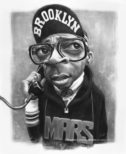 Cartoon: Spike Lee. Mars Blackmon (medium) by slwalkes tagged painting,digital,blackmon,mars,spikelee