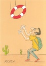 Cartoon: News from the Future (small) by kozyurt tagged immigrant,desert,cactus,lifebuoy