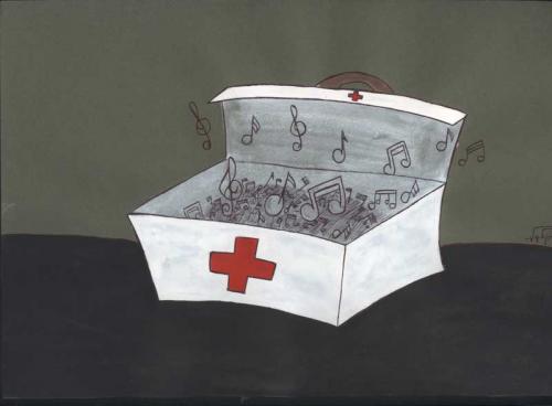 Cartoon: Music Aid Kit (medium) by nikooray tagged music,aid,kit