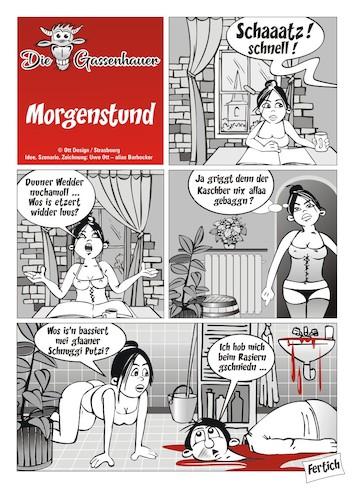 Cartoon: Morgenstund (medium) by BARHOCKER tagged morgenstund,rasieren,zeitung