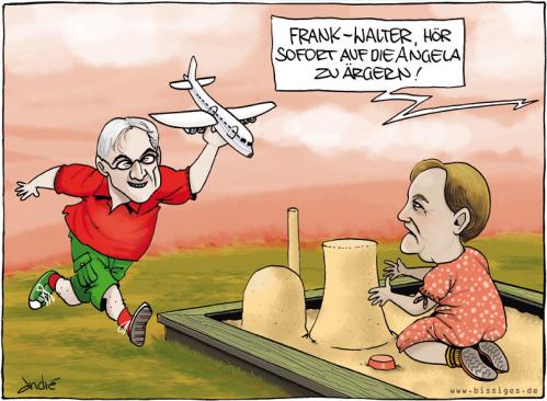 Cartoon: Atomstreit (medium) by andre sedlaczek tagged merkel,steinmeier,atomkraftwerk