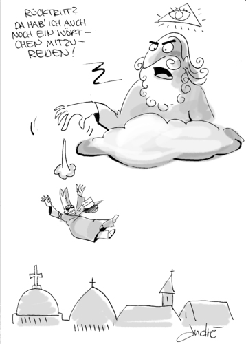 Cartoon: Rücktritt (medium) by andre sedlaczek tagged papst,rücktritt,razinger,papst,rücktritt,razinger